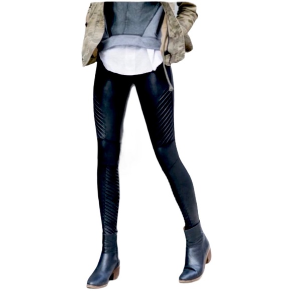SPANX Pants - Spanx Faux Leather Moto Shaping Leggings Black S